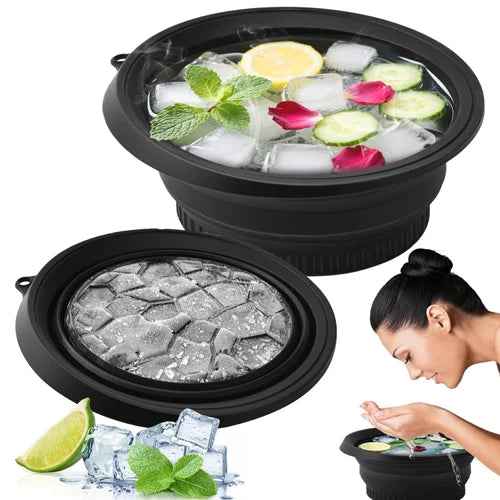 Foldable Face Wash Basin with Built-in Ice Tray