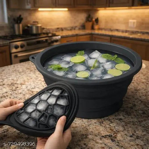 Foldable Face Wash Basin with Built-in Ice Tray