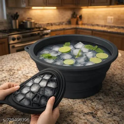Foldable Face Wash Basin with Built-in Ice Tray