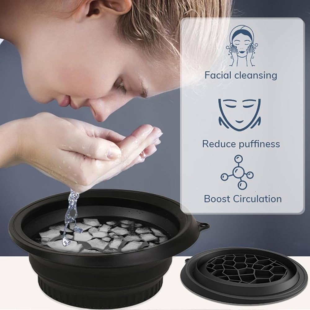 Foldable Face Wash Basin with Built-in Ice Tray