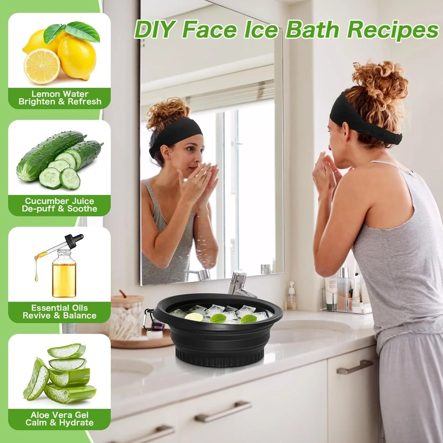 Foldable Face Wash Basin with Built-in Ice Tray